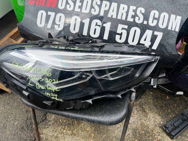 BMW 2 SERIES 2021 gran coupe  F44 DRIVERS SIDE LED HEAD LIGHT
  63115A1E066
BMW 2 series Gran coupe led headlight 
5A1E066
Bmw f44 led headlight 
clips broken 
hole on top/bottom of light 
please observe all pictures