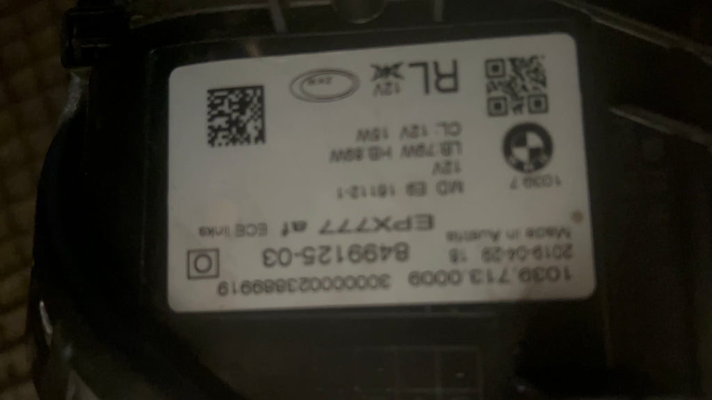 8499125  Bmw 5 Series  2019 G30 G31 passenger side ADAPTIVED LED  Headlight  Genuine  8499125-03  Bmw G30 headlight