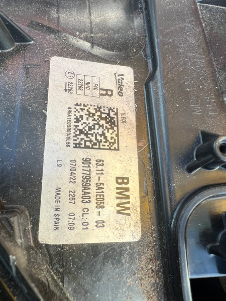 63115A1E058      BMW 1 SERIES  2023 F40 Drivers side  LED headlight