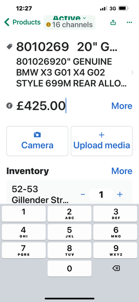 8010269   20" GENUINE BMW X3 G01 X4 G02 STYLE 699M REAR ALLOY WHEEL SINGLE X1