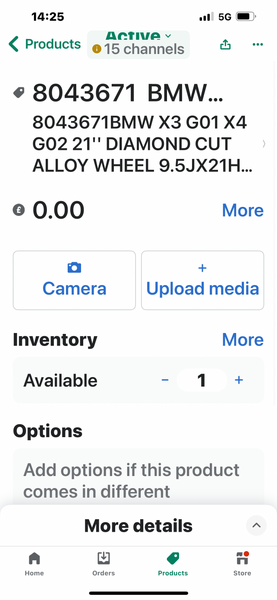 8043671  BMW X3 G01 X4 G02 21'' DIAMOND CUT ALLOY WHEEL 9.5JX21H2 ET43  8043671