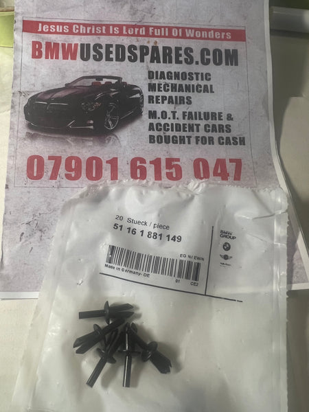 51161881149

     BMW 5mm CLIPS PUSH RIVET FIXING Part
  for wheel Arch flares and trims 
       1881149