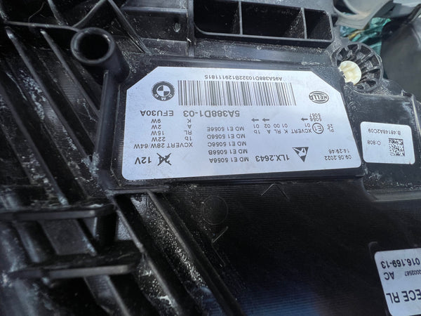 5A388D1 

Bmw 5 series 2022 passenger side Led headlight 
clip broken 
clip has been repaired 
please observe all pictures 

5A388D1-