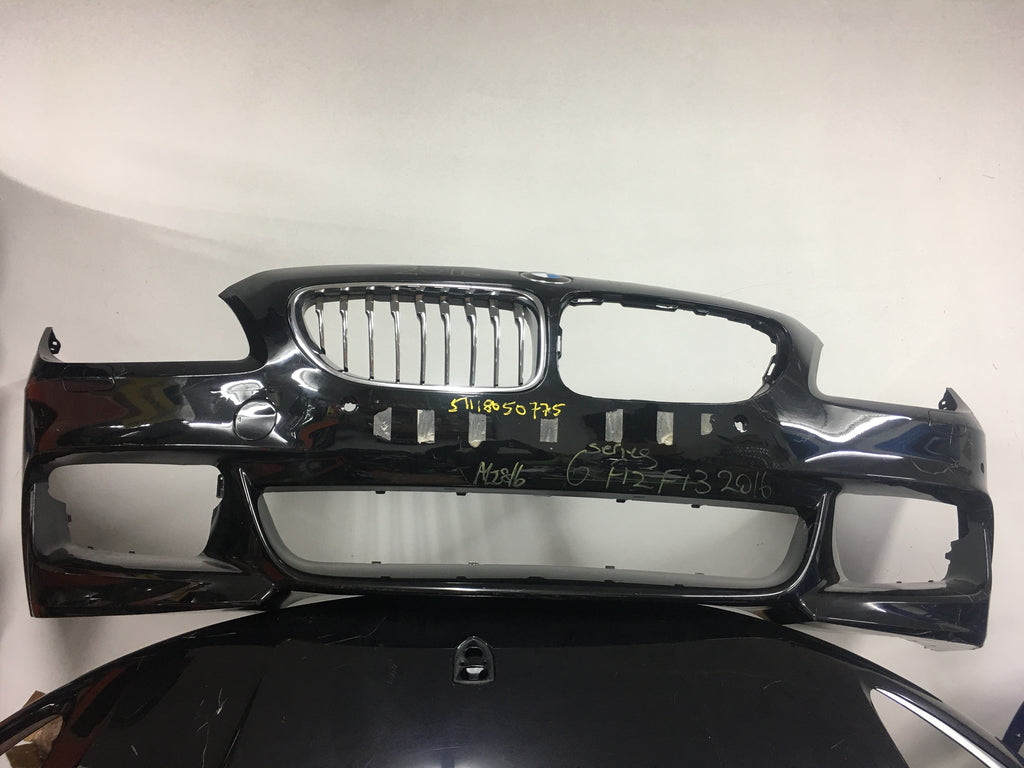 51118050775 BMW 6 SERIES 2015 F12 F13 FRONT M-SPORT BUMPER IN BLACK  with side camera holes needs respray