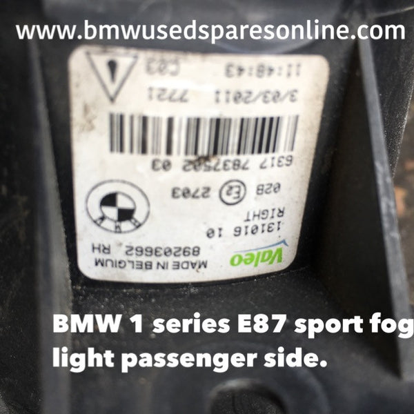 63176924655 BMW 1 SERIES 2008 PASSENGER SIDE M-SPORT FOG LIGHT