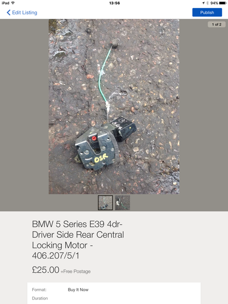 BMW 5 SERIES E39 2002 DRIVER SIDE REAR DOOR LOCK