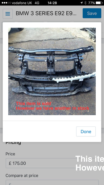 BMW 3 SERIES E92 E93 2012 FRONT PANEL