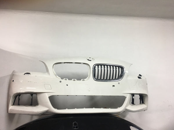 BMW 5 Series 2016 f10 M-sport front bumper in white with camera hole