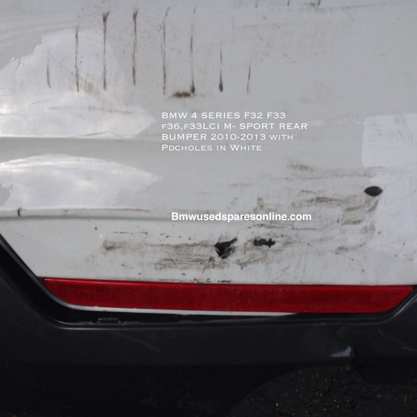 Bmw 4 series 2010-2013 F32 F33 LCI M-sport rear bumper withpdc holes in white.Need repair