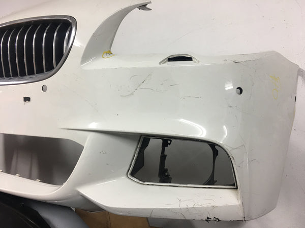 BMW 5 Series 2016 f10 M-sport front bumper in white with camera hole