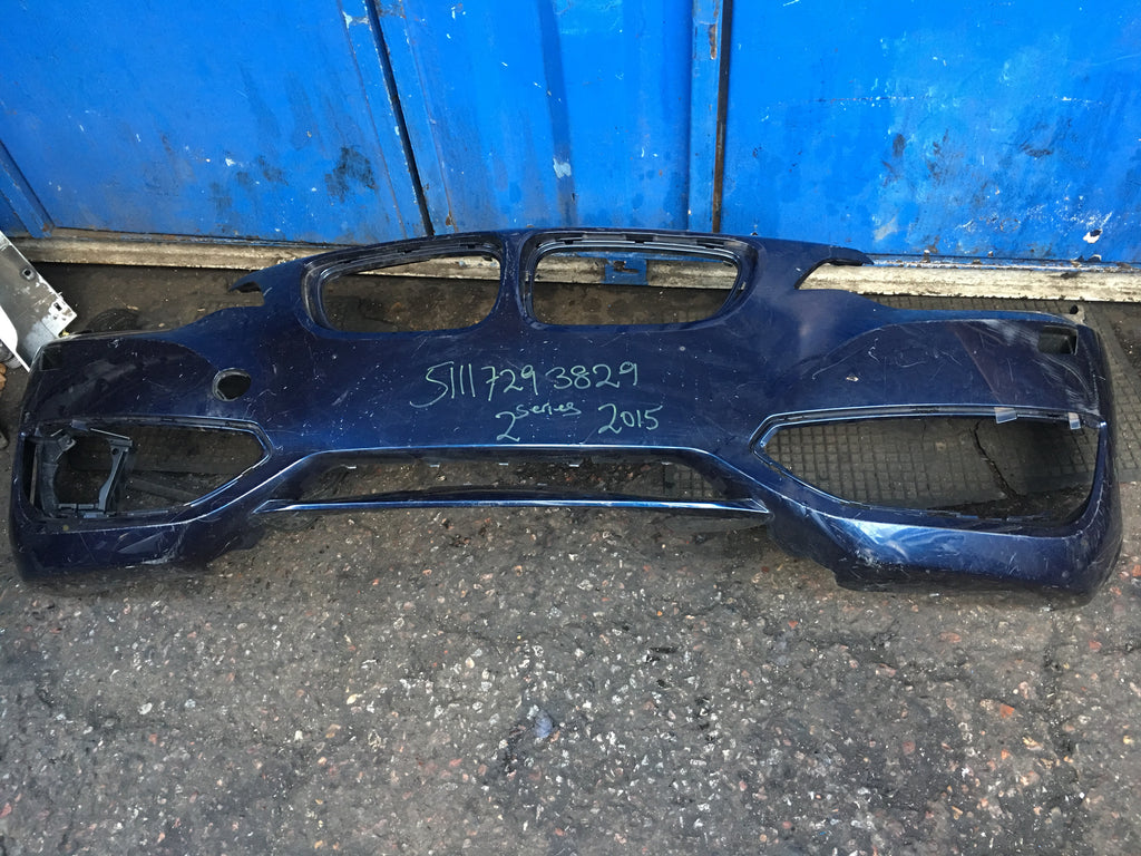 51117293829 BMW 2 Series 2015 f22 front standard bumper in blue needs respray