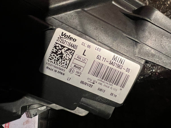 6311 5A01963     MINI  cooper 2022  F56 LCI  PASSENGER SIDE FULL LED HEADLIGHT      5A01963