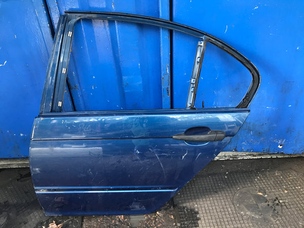 Bmw 3 Series 2002  E46 saloon  passenger side front door shell in blue