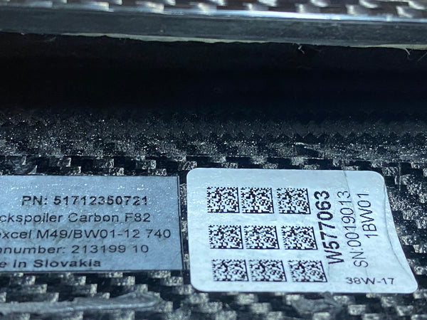 51622334545      BMW M4  F82  2018 Rear  carbon boot spoiler  M PERFORMANCE     BMW 4 F32 REAR SPOILER CARBON M PERFORMANCE 51622334545  2334545