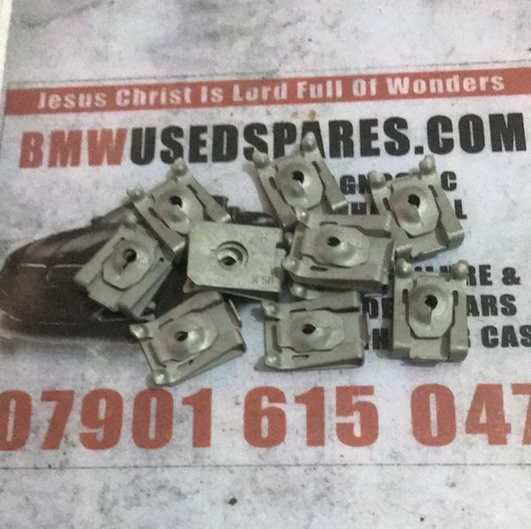 51717065773       BMW body chass mental clip screw @£4.00 each     MINI F20 F87 F30 C-CLIP METAL NUT CLAMP GENUINE 7065773