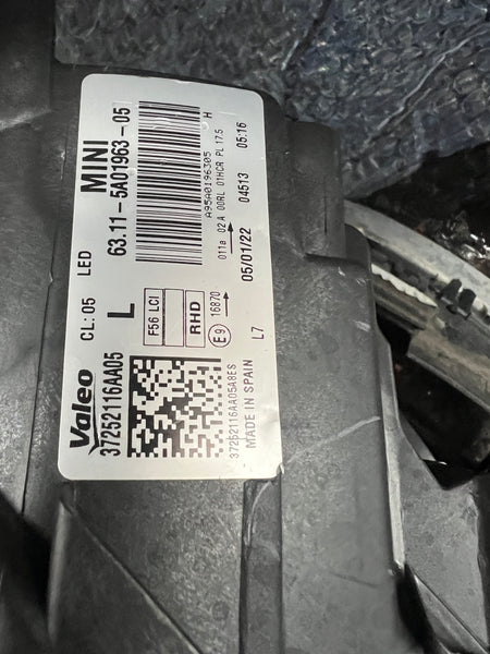 6311 5A01963   MINI  cooper  2020 F55 F56 F57 Lci passenger side Headlight   LED Black  5A01963