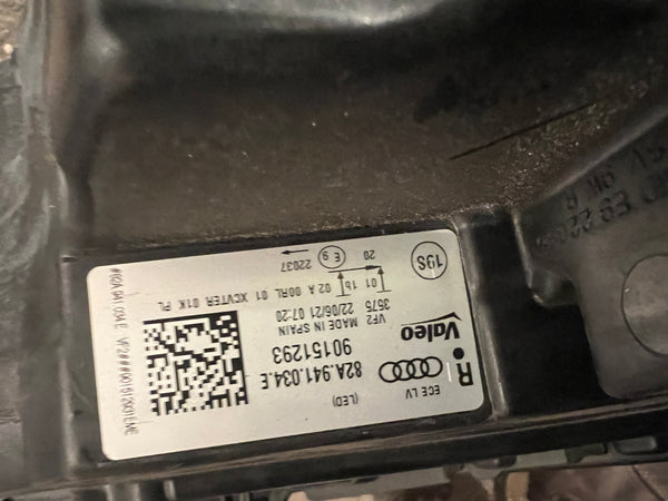 82A941034E     AUDI A1 S LINE 2021 DRIVER SIDE  LED XENON HEADLIGHT  some clips broken   please observe all pictures