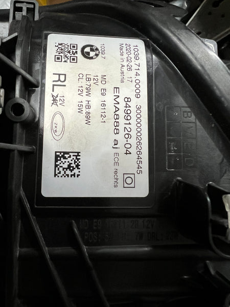 8499126        BMW 5 SERIES 2020  G30  driver Side Adaptive led headlight  GENUINE  8499126-03  glass a little crack   please observe all pictures