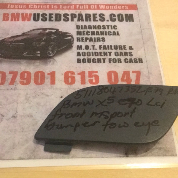 51118047352 BMW X5 e70,right Lci front msport bumper tow eye