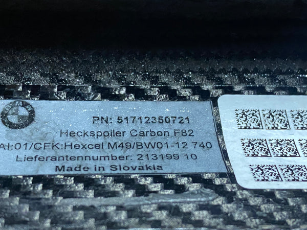 51622334545      BMW M4  F82  2018 Rear  carbon boot spoiler  M PERFORMANCE     BMW 4 F32 REAR SPOILER CARBON M PERFORMANCE 51622334545  2334545