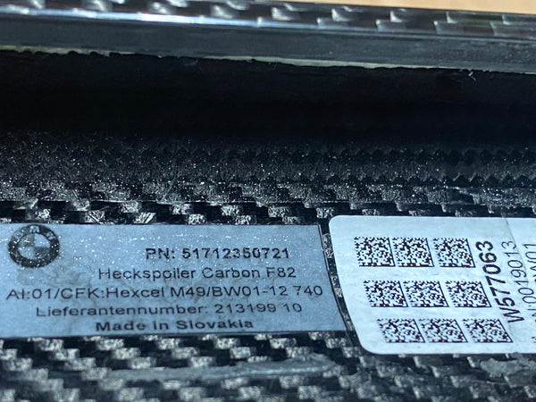 51622334545      BMW M4  F82  2018 Rear  carbon boot spoiler  M PERFORMANCE     BMW 4 F32 REAR SPOILER CARBON M PERFORMANCE 51622334545  2334545