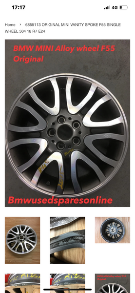 6884892. BMW MINI F55 single Alloy Wheel  Vanity Spoke  used   6884892  7j/18