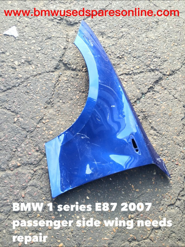 BMW 1 SERIES E 87  2007 PASSENGER SIDE WING NEEDS REPAIR