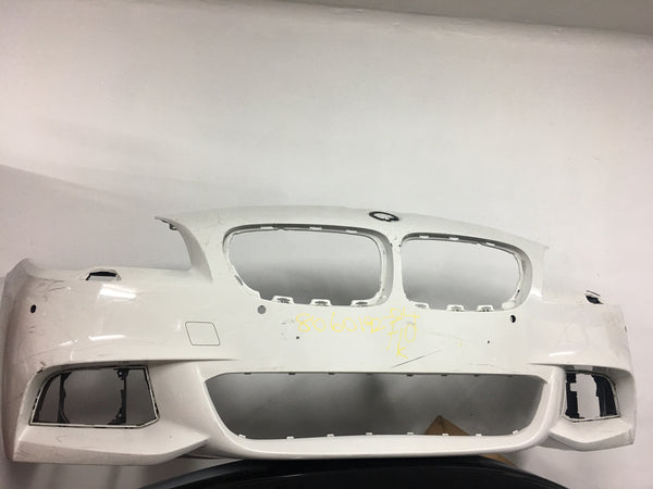 8060199 BMW 5 Series 2016 M-sport front bumper in white Needs slight repair Needs respray