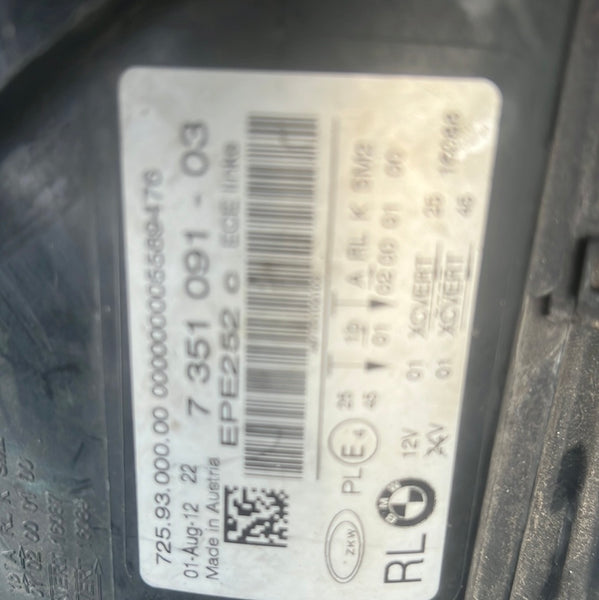 7351091    BMW 7 Series 2012  F01 f02  F04  passenger side Headlight Adaptive Led