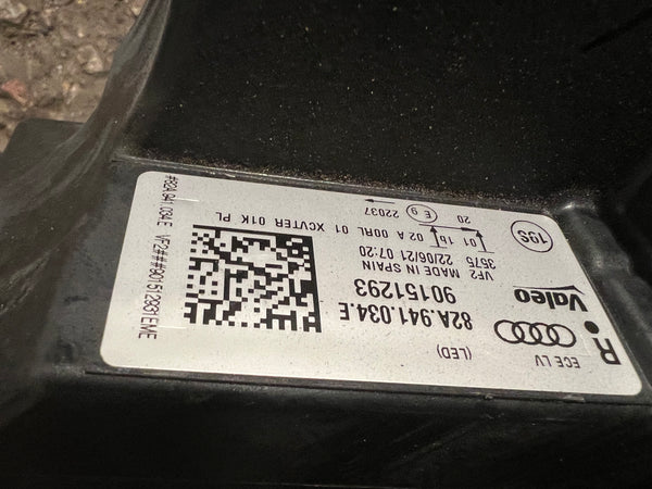 82A941034E     AUDI A1 S LINE 2021 DRIVER SIDE  LED XENON HEADLIGHT  some clips broken   please observe all pictures