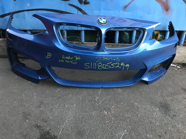 51118055299  BMW 2 Series 2017 F22  front M-sport bumper no sensor holes  washer Jet